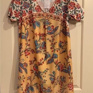 Yellow Floral V-Neck Dress